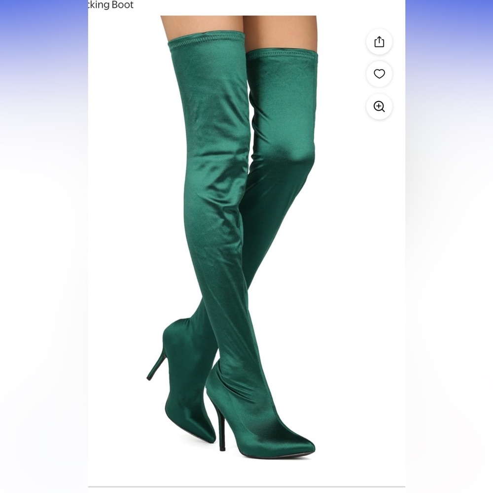 Chic Women's Over the Knee Green Stiletto Boots